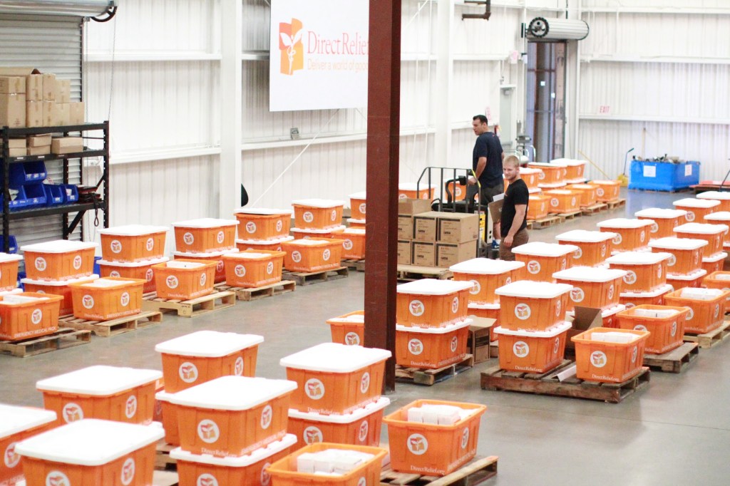 Hurricane Preparedness Packs are assembled in Direct Relief's warehouse each year in advance of hurricane season. Eleven of the prepositioned caches, which contain critical medicines and supplies, are currently with health clinics being impacted by Hurricane Harvey. (Direct Relief photo)