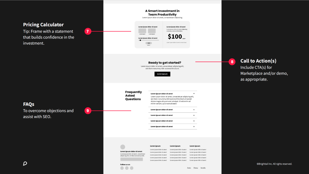 A product page that is designed for "above the fold" to showcase product benefits and evidence or testimonials.